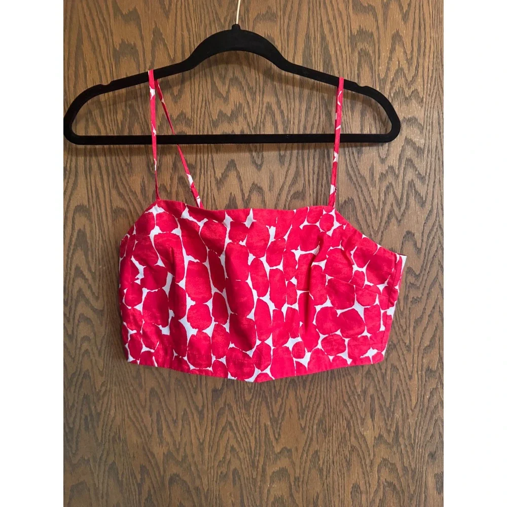 Banana Republic Red White Polka Dot 2 Piece Set Skirt Small Crop Top Medium NWT